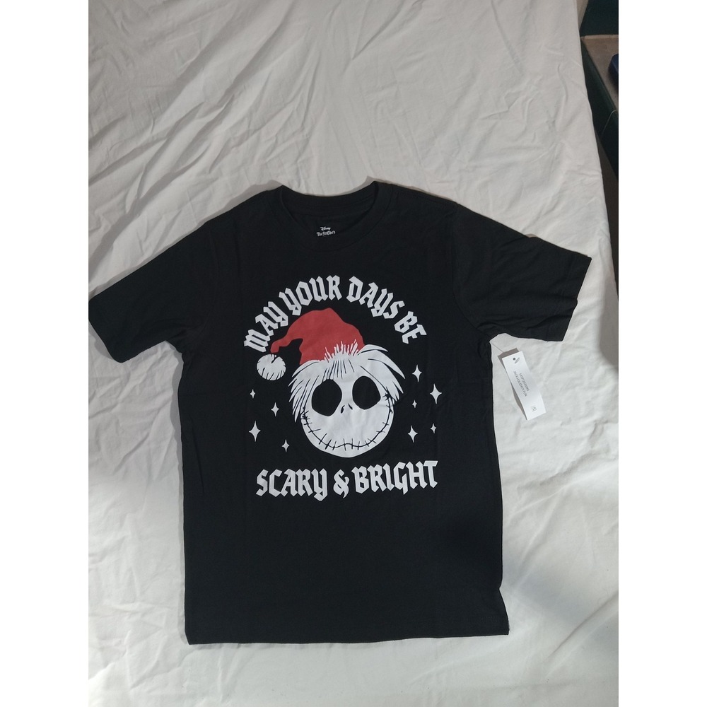 Nightmare Before Christmas shirt Boys Med 8 Black Scary n Bright Jack